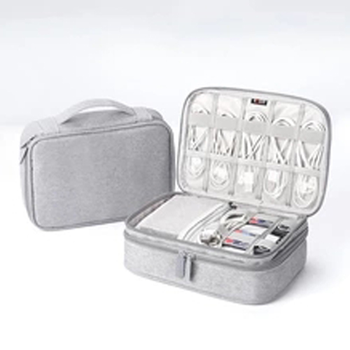 Grey Fabric Travel Kit Storage Bag