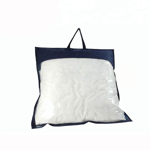 Blue Non Woven Binding Clear PE 0.1mm Pillow Bag