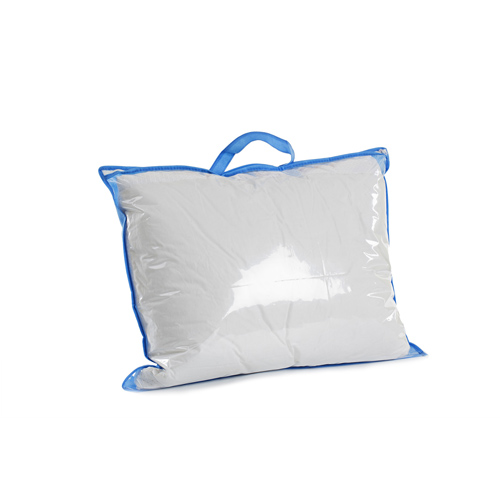 Blue Non Woven Binding Clear PE Pillow Bag