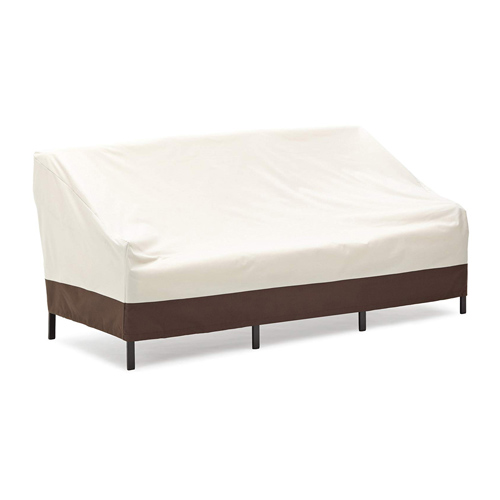 White & Brown Polyester Sofa Cover
