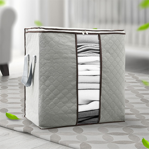 Brown Cotton Binding Underbed Storage Bag