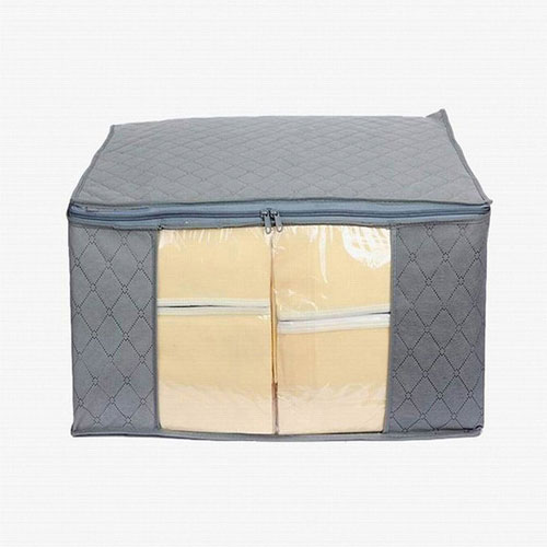 Grey Cotton Binding 3-panel Underwear Storage Bag