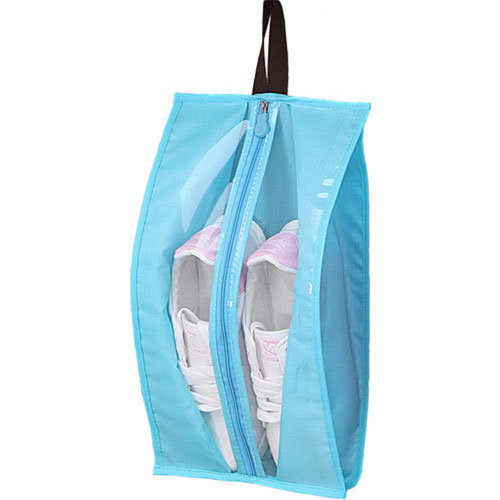 Clear PVC Blue Non-woven Shoes Storage Bag