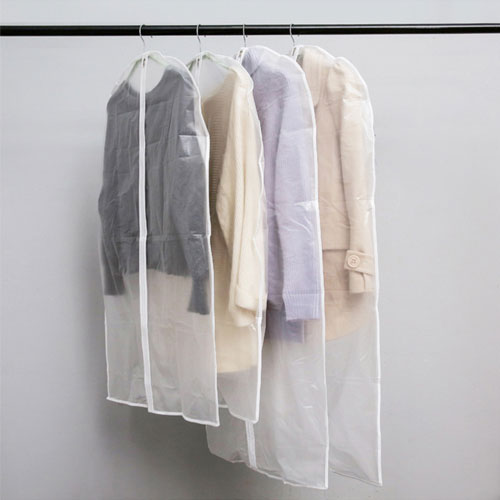 White PEVA Binding Garment Bag
