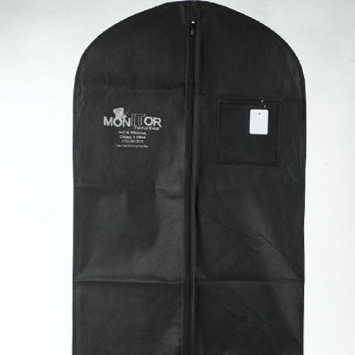 Black Polyester Garment Bag with Black Nylon Zipper