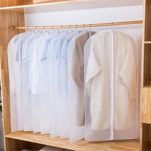 White PEVA Garment Bag With Nylon Zipper