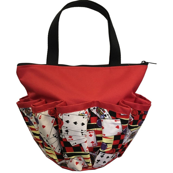 Packaging & Bag Material: Red 600D oxford fabric.<br>
Strcture: two-panel flat bag with compartment outside.<br>
Binding: oxford inner binding.<br>
Zipper: black nylon zipper #3 on top, fixed with one black metal puller.<br>
Compartments: ten oxford compartments outside of front panel.<br>
Handle: two black PP woven handles centered on top, size: W3xL35cm.<br>
Printing: available.<br>
Size: customized.