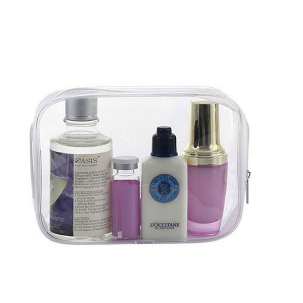 Packaging & Bag *Material: Clear PVC (PVC cold crack resistant minus 15 degree).<br>
*Structure: 3 panels bag.<br>
*Binding: White plastic piping binding.<br>
*Zipper:  White nylon zipper #5 fixed on top and drops to half of both side, with 1pc white metal puller. 