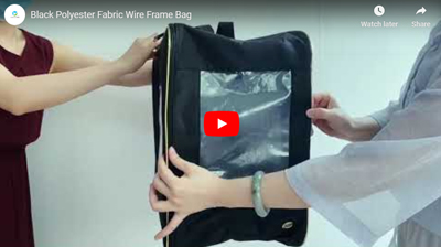 Black Polyester Fabric Wire Frame Bag